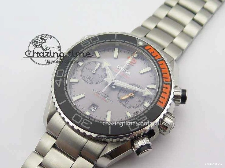1223 Planet Ocean Master Chronometer Chrono SS OM 1:1 Best Edition Gray Dial On SS Bracelet A Reliable 8180